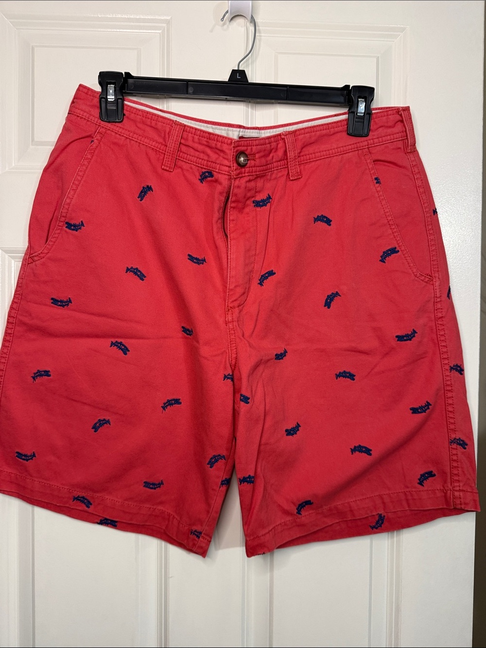 Izod Red Flat-Front Shorts with Navy Embroidery